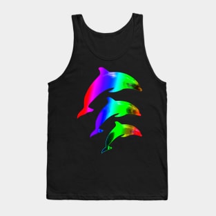 Multicolour Dolphin Save The Whales Animal Print Tank Top